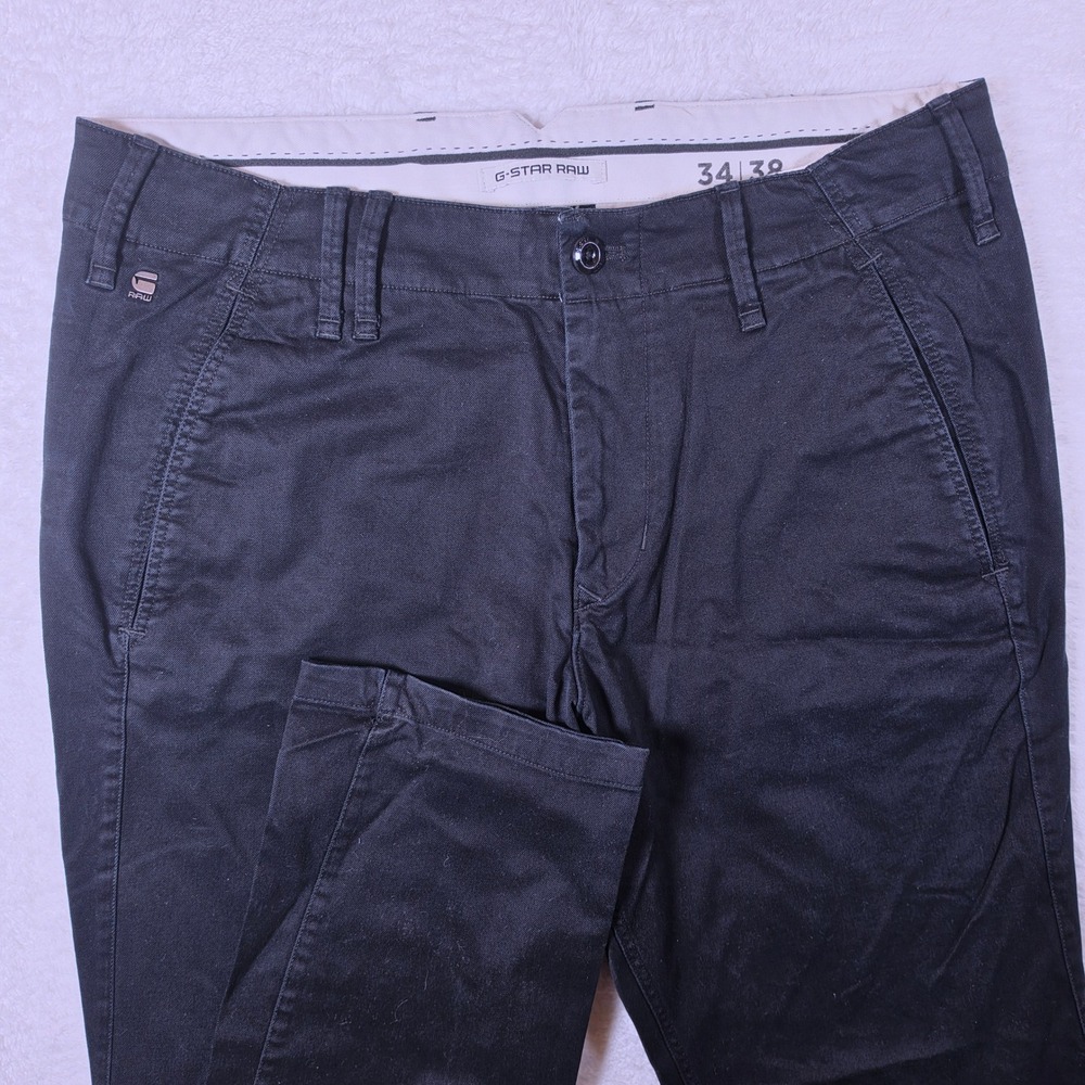 G-Star Raw Vetar Slim Chino Mens 34/38 Black Stretch D14027-C072-6484